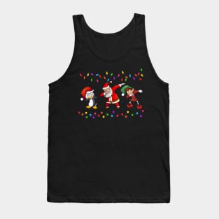 Dabbing Santa Elf penguin Christmas Tank Top